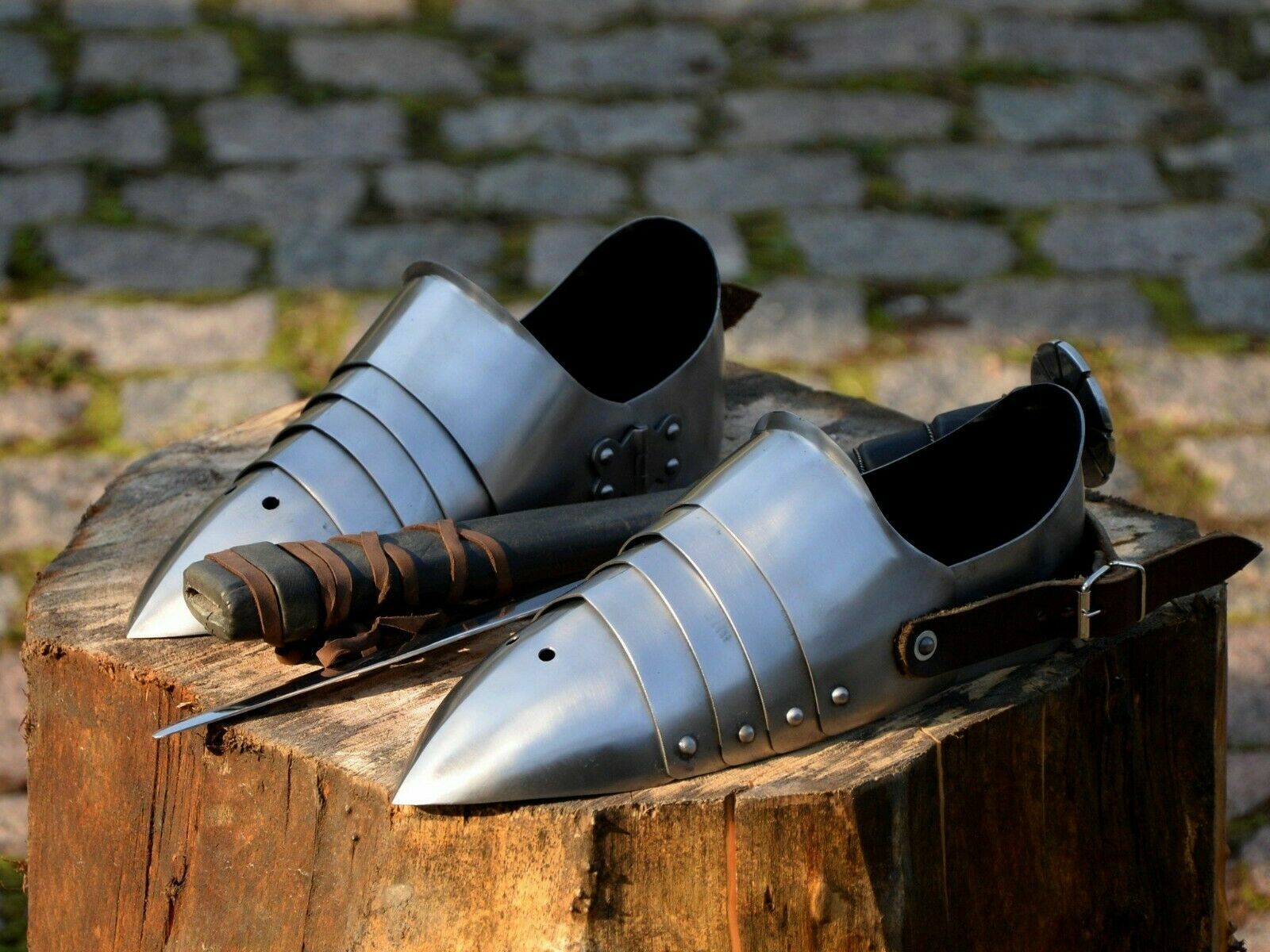 Medieval Gothic Knight Crusader Spartan Armor Sabaton Shoe Pair-image
