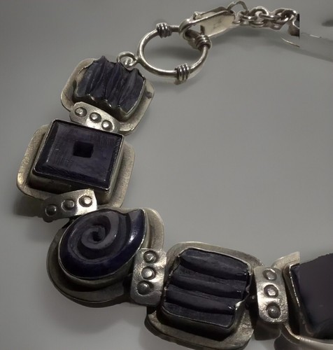JANICE LEE RIPLEY JLR Handmade Dyed Hand Carved Yak Bone 925S 8” Bracelet 16.9g - Picture 7 of 12