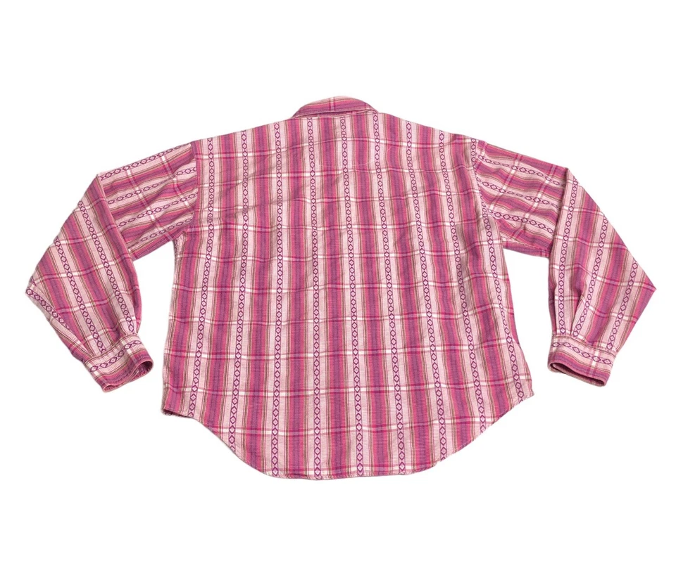 Camisa Lee Vintage Años 90 Mujer Pequeña Rosa Rayas Suroeste Vaquera Occidental Rodeo Foto 2 de 4