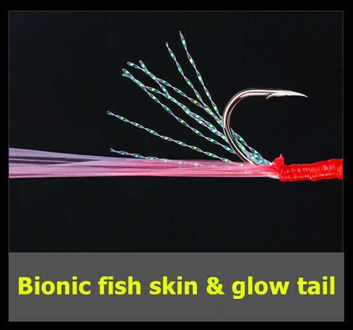 Sabiki Luminoso Bionic Bait Rigs 6 Ganci Acqua Salata/Acqua Dolce Spigola Esca da Pesca - Foto 4 di 12