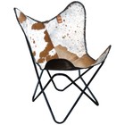 54HS Genuine Leather Butterfly Chair Folding Lounge Modern Sling Accent Seat