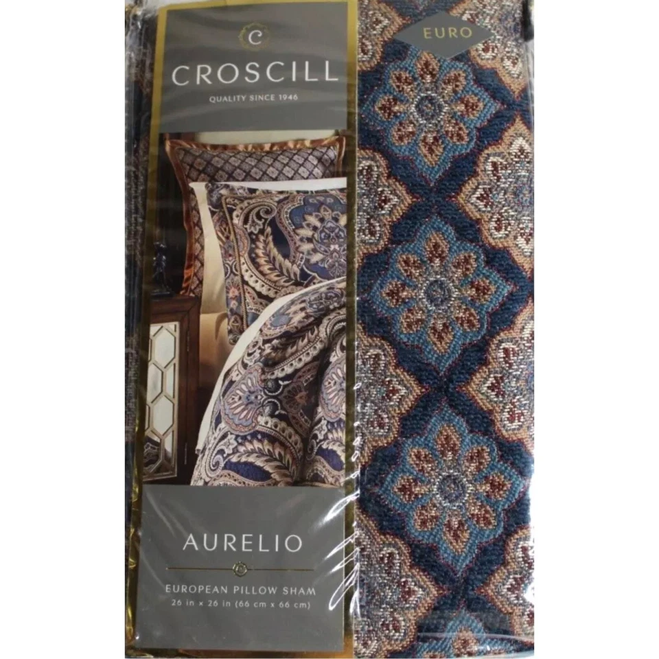"Juego de 2 fundas euro de lujo Croscill Aurelio azul y dorado 26""" Foto 2 de 4