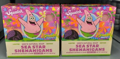Dr. Squatch Spongebob SEA STAR SHENANIGANS Patrick Star Men's Soap Lot of 2 Bars