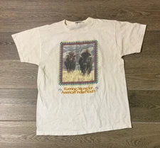 VTG Native American Running Strong For American Indian Youth Baffalo T Shirt M