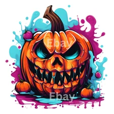 Scary Halloween Pumpkin Clipart | Digital Download Art