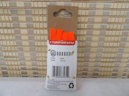 KIWI Sport Laces Neon Orange Shoe Laces 2 PAIR 5/6 Eyelet 45 In. 114 cm - Picture 2 of 3