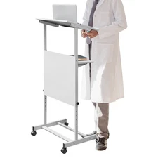 Uimoso Podium Lectern Presentation Lectern Height AdjustmentPodium Stand White
