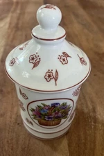 VTG  Prestige Place Porcelain Jar w/ Lid Floral 6” Tall 2.6” Diameter