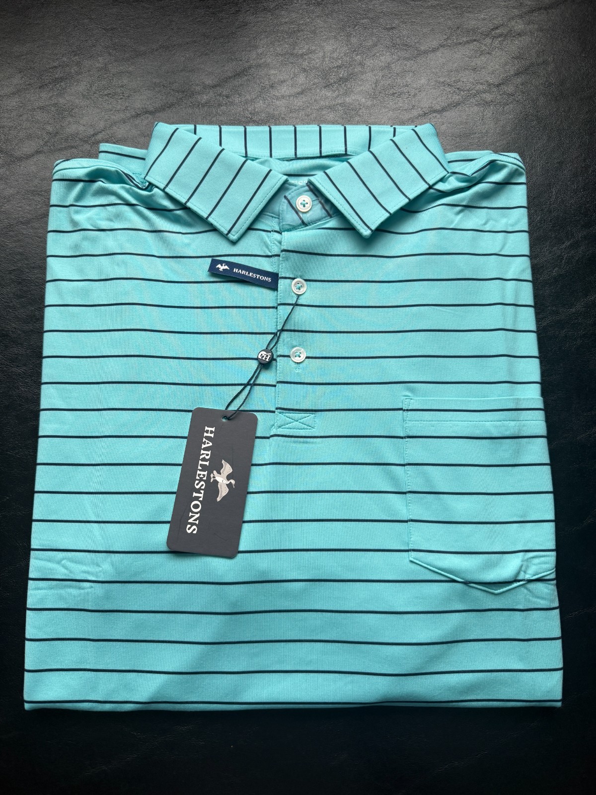 Nwt Men's Harlestons Seaside Pocket Polo, Color: Seafoam, Size: X-Large