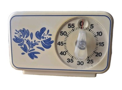 Sunbeam PFALTZGRAFF Yorktowne Kitchen Timer Blue & White 60 Minute USA Works VTG