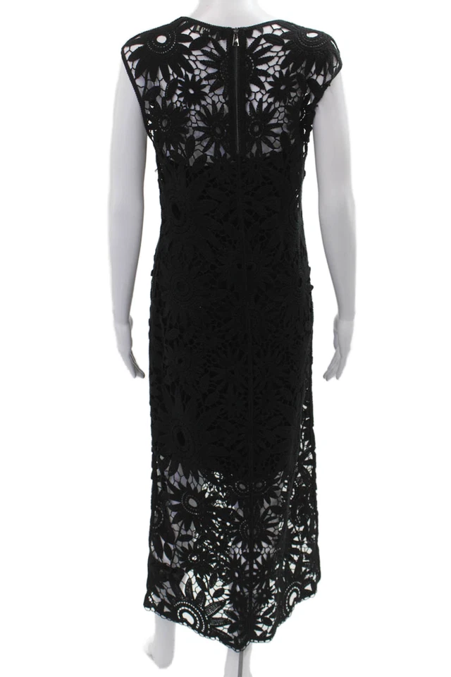 Vestido largo Ted Baker para mujer negro floral manga corta cremallera talla 2 Foto 3 de 4