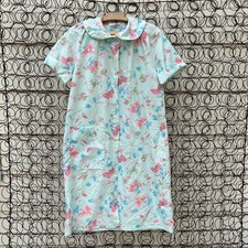 Vintage JCPenney Misses robe blue floral house dress night gown Size 10