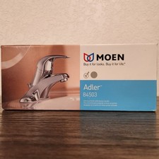 Moen WS84503 Adler Chrome 4" Centerset Single Handle Low Arc Faucet NEW