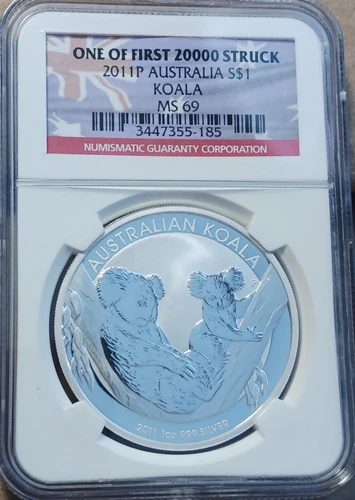2011P Australia $1 Koala NGC MS69 1 of First 20,000 Struck PQ