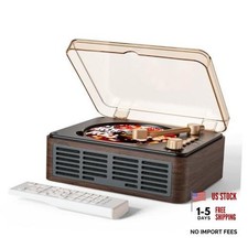 CD Player with Speakers Bluetooth Nostalgic Retro Portable CD Walnut-Brown