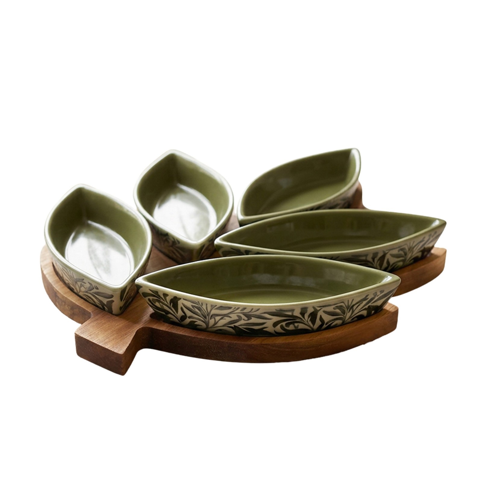 William Morris Willow Bough Set of 5 Leaf Snack Dishes & Tray