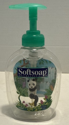 Seltener Vintage Softseife Handseifenspender mit Panda Tierfigur innen, leer