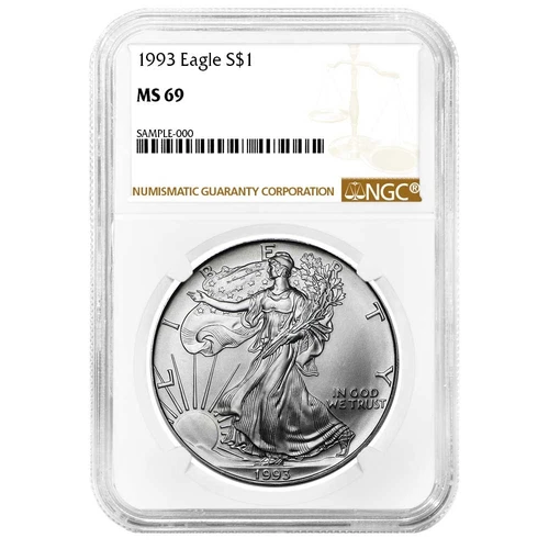 1993 $1 1-oz American Silver Eagle NGC MS69 Brown Label
