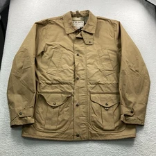 CC Filson Polson Field Jacket Mens Large Long Khaki Plaid Lined Full Zip Button