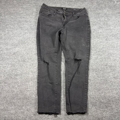 Judy Blue Jeans Womens 15/32 Slim Fit Distressed Raw Hem Black Denim