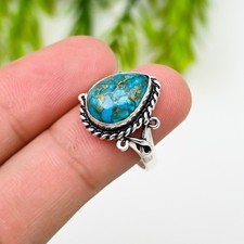 Turquoise Gemstone 925 Sterling Silver Ring Handmade Jewelry Ring For Gift Her