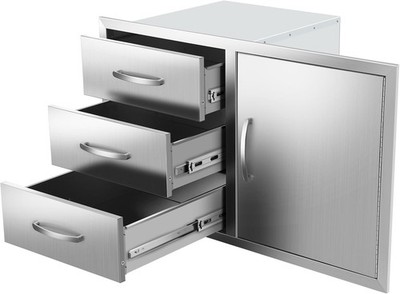 OutdOutdoor Kitchen Drawer Combo BBQ Access Triple Drawers with Single Door