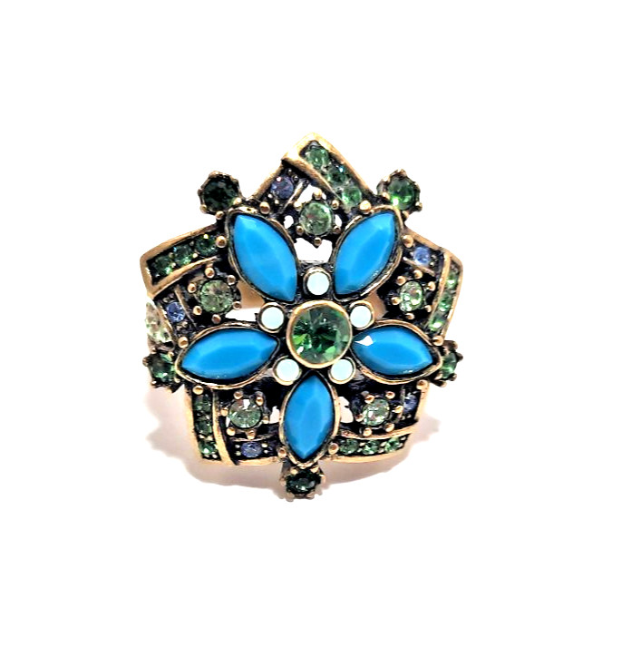 Heidi Daus Statement Cocktail Ring Turquoise Blue… - image 2