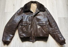 VTG Schott Bros Leather G-1 Aviator Bomber Flight Jacket shearling Men’s Size 44