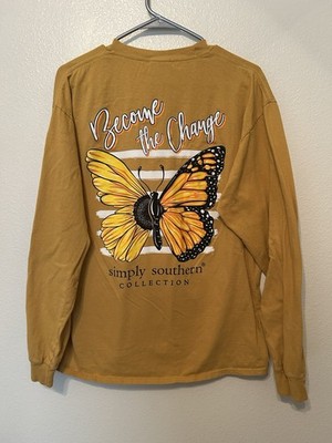 Simply Southern Become The Change Butterfly Shirt Large BG40