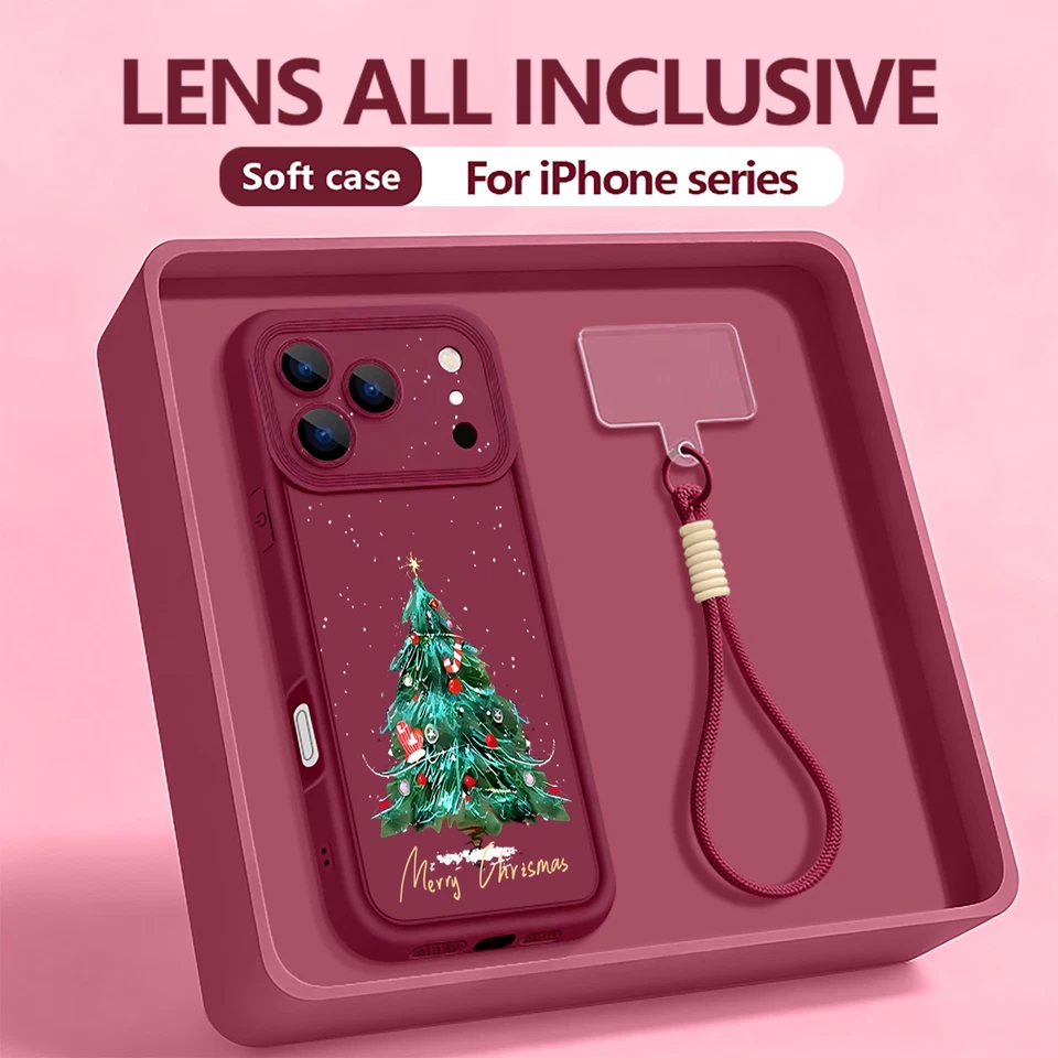Christmas Tree Case With Strap For iPhone 17 16 15 14 Pro Max Air 13 12 11 Cover - Image 2 of 4