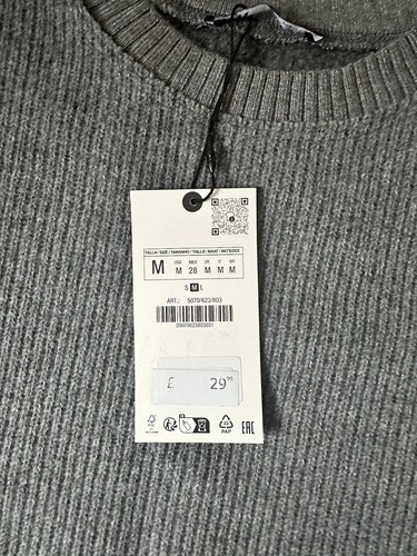 Zara Women’s Grey Knitted Chunky Jumper Pullover Sweater Size Medium New Tags - Picture 3 of 3