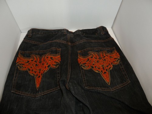 Black Diamond Black Denim Men's Embroidered Jeans 36 x 32 - Picture 7 of 8