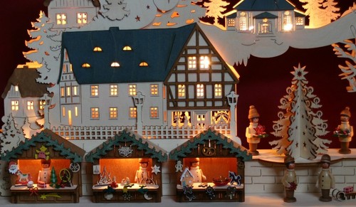 3D-Schwibbogen Erzgebirge Pyramide geschnitzt erzgebirgischer Lichterbogen Neu - Bild 46 von 52