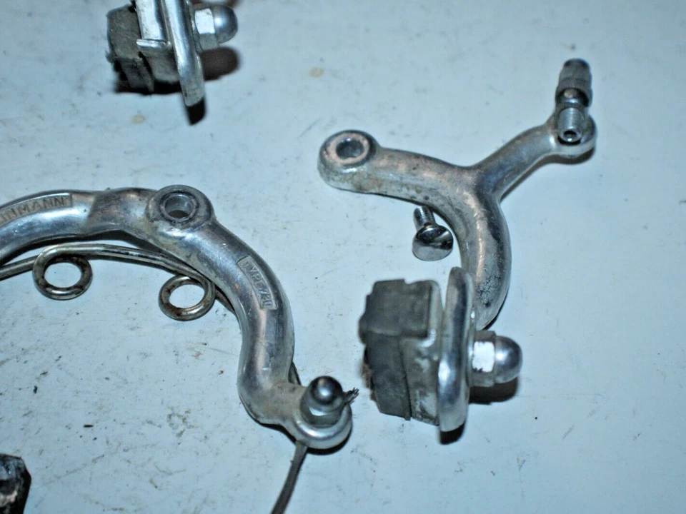 Juego de pinzas de freno vintage Weinmann 730 60-75 mm plata tirón lateral plata envío EE. UU. Foto 4 de 4