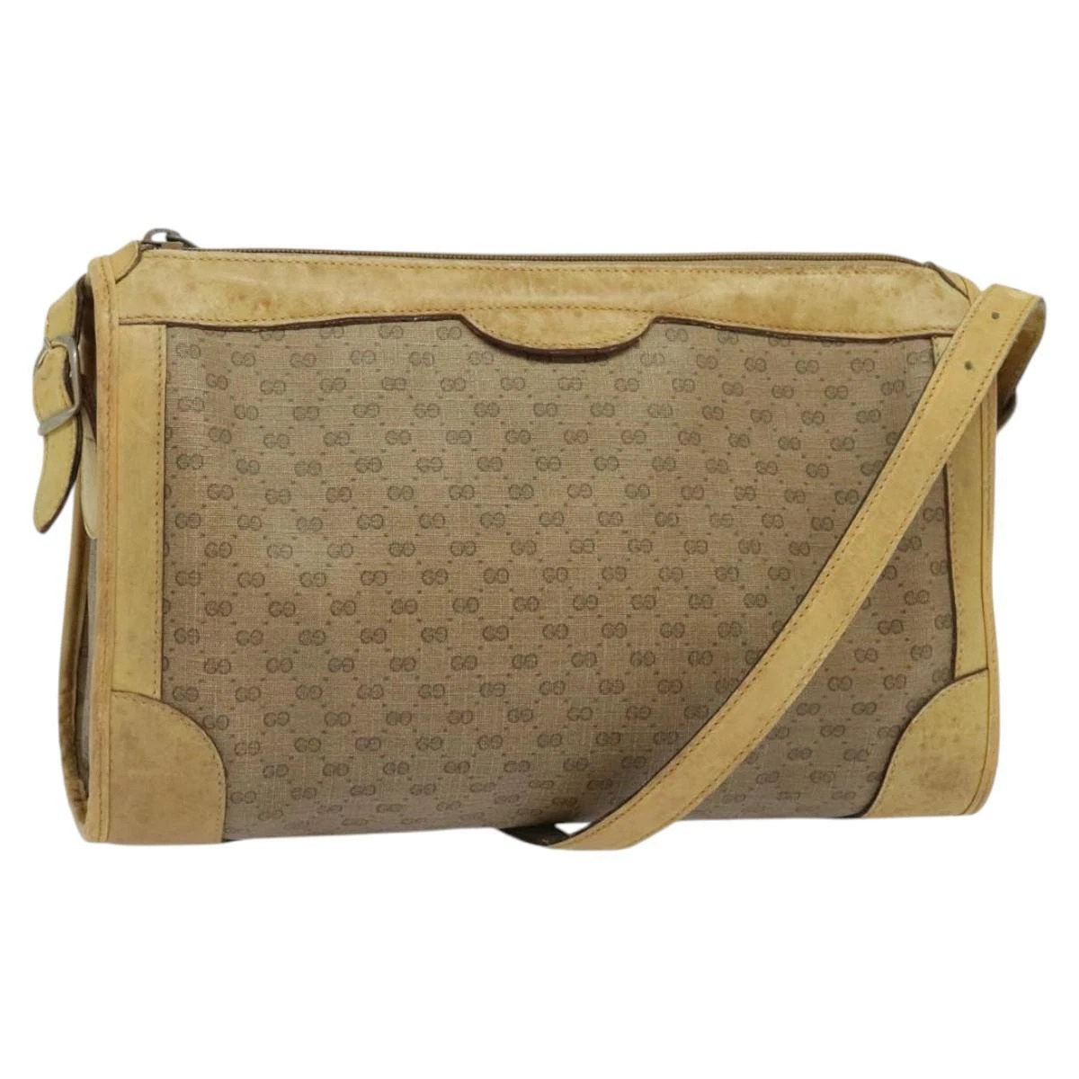Sac à bandoulière GUCCI Micro GG Supreme PVC beige or authentique bs23363