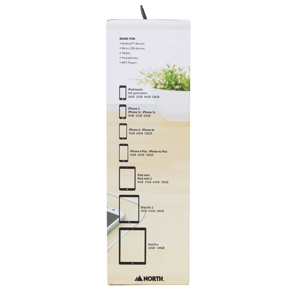 North Retractable Charge Dock Charging Station 2 Micro-USB 2 Lightening Cables - Image 2 of 4