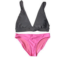 American Eagle Aerie Black Plunge Top  Pink Classic Bikini Bottoms Size M