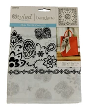 Styled Basics Paisley White Bandana, 100% Cotton 22" x 22" Unisex All Ages New