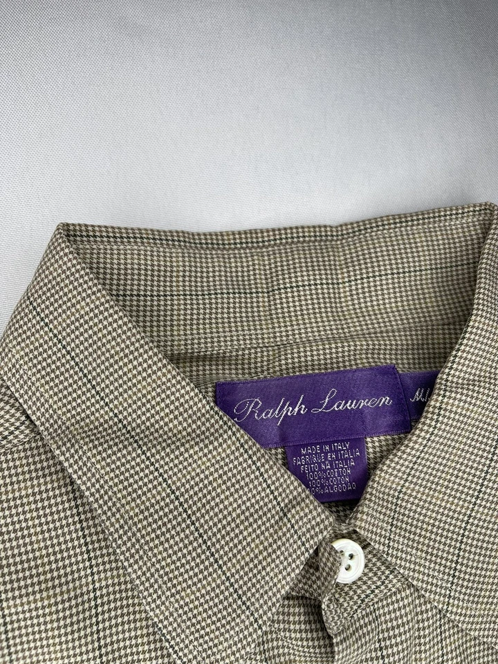 Ralph Lauren фиолетовый ярлык мужской размер M желтовато-коричневый Италии гончая кнопка платье рубашка - Изображение 2 из 4