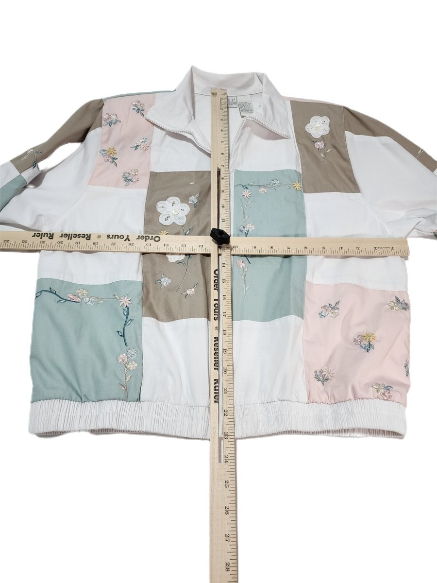 90s KORET FRANCISCA 総柄短丈パッチワークコットンジャケット Koret Francisca Womens 90s VTG Zip Jacket Patchwork Floral