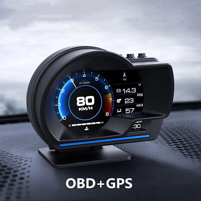 Head Up Display OBD2 + GPS Smart Auto Gauge HUD Tachometer Speedometer RPM Alarm