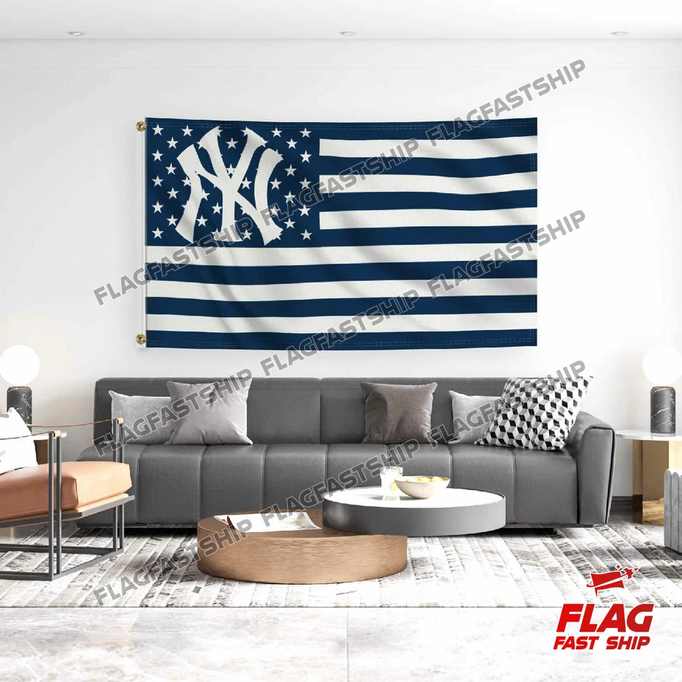 Bandera grande de béisbol MLB a rayas de los Yankees de Nueva York 3x5 ENVÍO GRATUITO Foto 2 de 4
