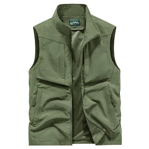 Spring Autumn Men Outdoor Fishing Vest Casual Sleeveless Mesh Waistcoat Jacket - Picture 3 of 15