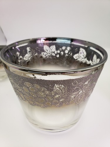 Vintage Vitreon Queen's MCM Silver Fade Grape Glasses & Ice Bucket - Picture 6 of 11