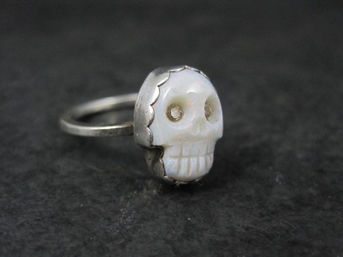 Opal Skull Stacking Ring Sterling Silver Ruby Sapphire Diamond Moonstone Size 7 - Picture 11 of 16