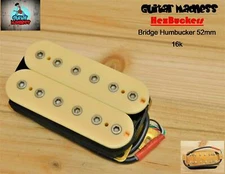 G.M. HexBucker Hight Output (52mm) Bridge Humbucker Cream, Chrome Poles