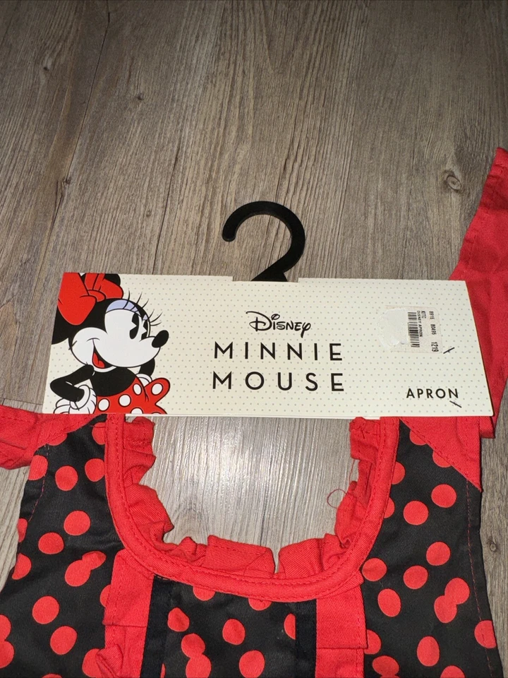 Minnie Mouse Red & Black Polka Dot Apron Ruffles Frilly Feminine Fun NEW Adult - Image 3 of 4