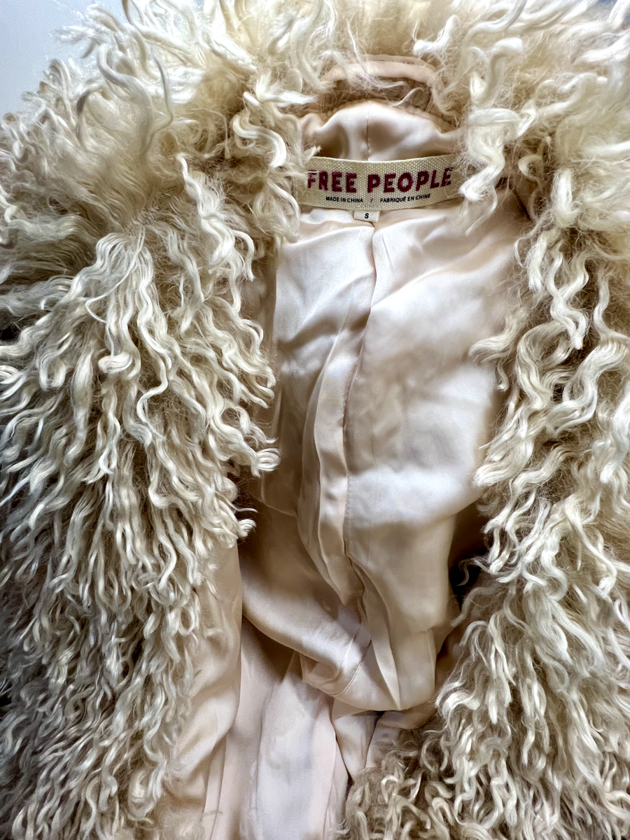 NWOT Free People Stargazer Fur Coat Ivory Size Small