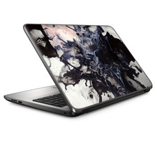 Universal Laptop Skins wrap for 15" - Black White Swirls Marble Granite