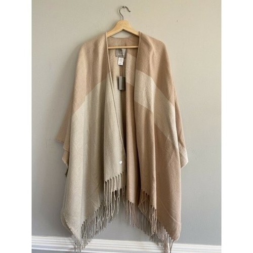 Soia & Kyo Womens Plaid Open Front Fringe Knit Cardigan Poncho Shawl Sweater OS - Picture 3 of 10